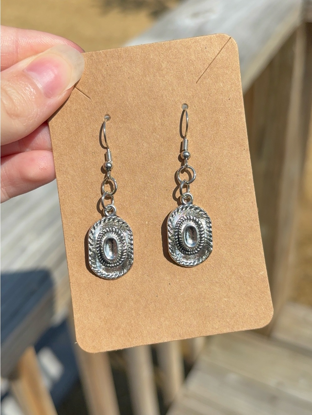 Silver Cowboy Hat Dangle Earrings